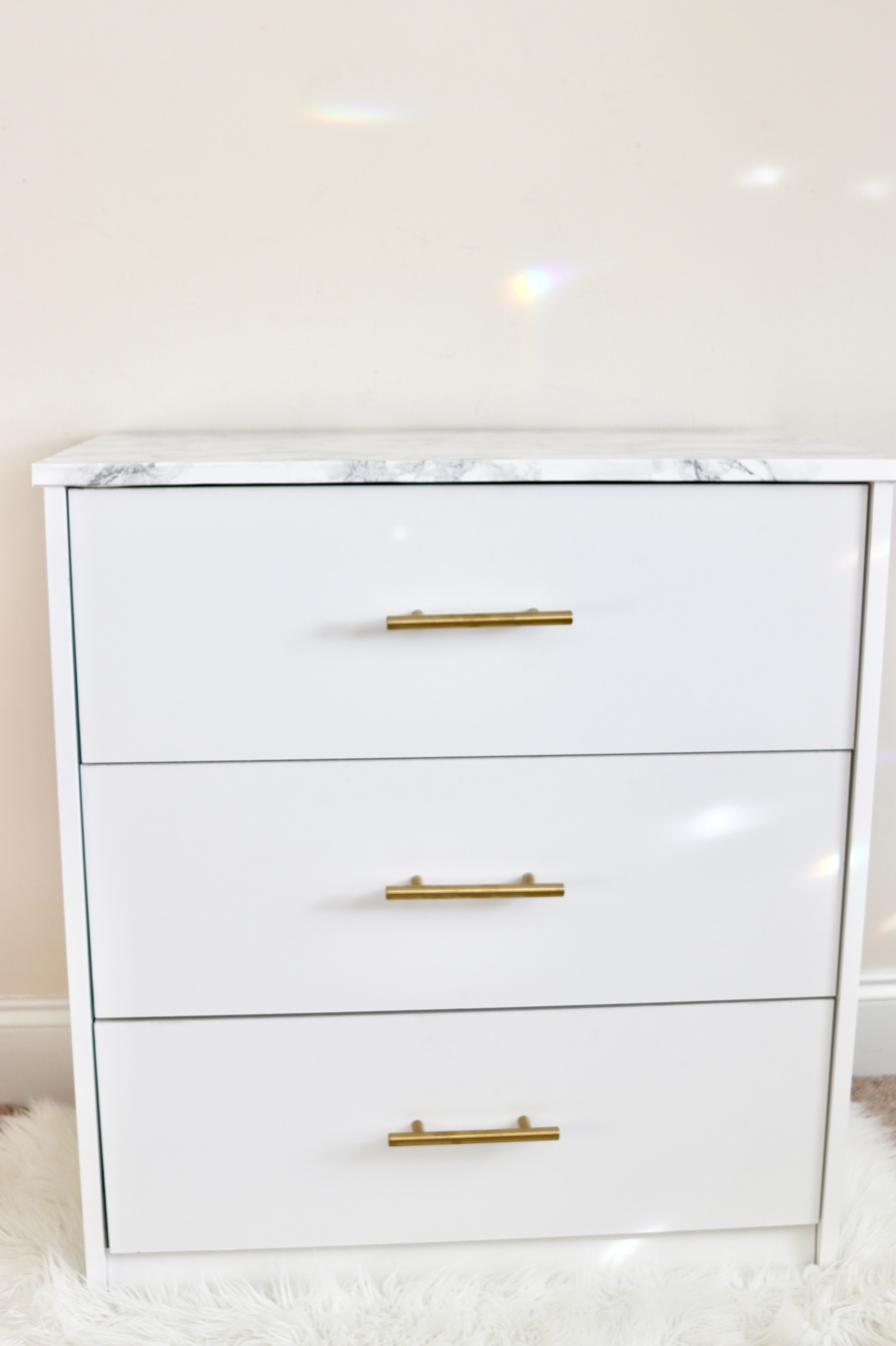 glam marble and gold drawer diy