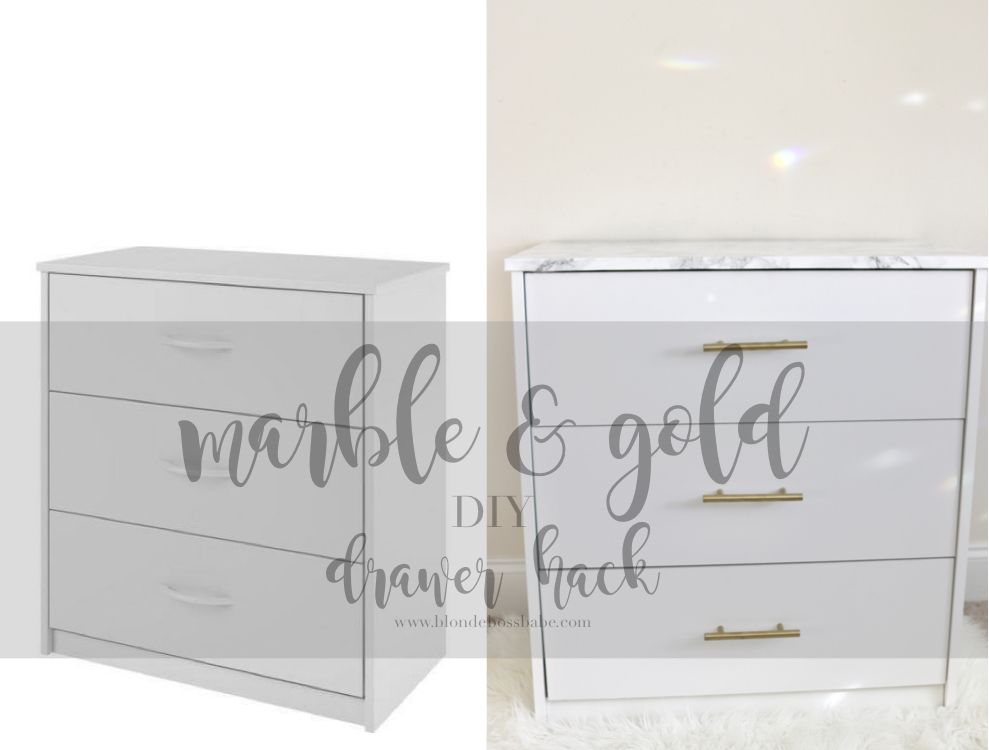 the 15 minute marble and gold white drawer hack diy